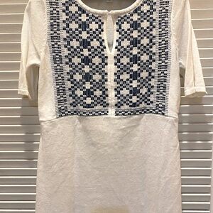 J Jill lightweight sweater top with woven blue detail